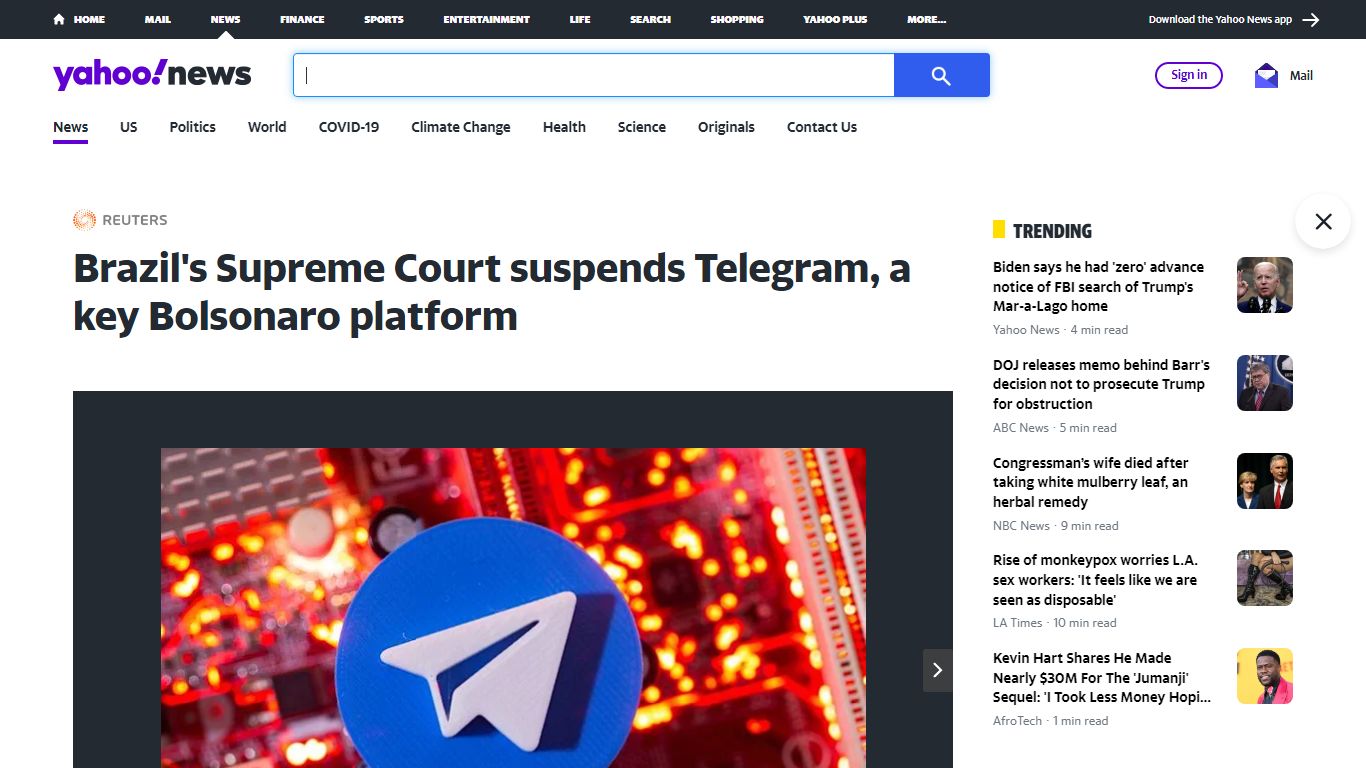 Brazil's Supreme Court suspends Telegram, a key Bolsonaro platform